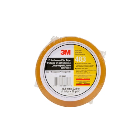 3M Polyethylene Tape 483, Transparent, 1 In X 36 Yd, 5.0 Mil 7010335143